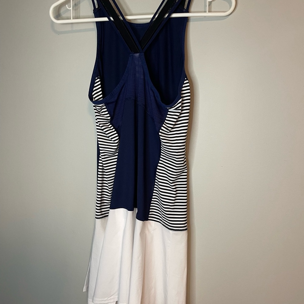 Women’s Lolë size small tennis dress tank top blue white striped pickleball - Picture 2 of 8